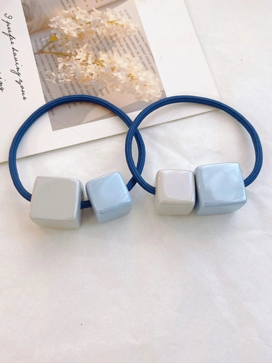 2pcs Cube Decor Hair Tie - Multicolor - View 1