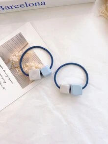 2pcs Cube Decor Hair Tie - Multicolor - View 2