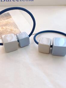 2pcs Cube Decor Hair Tie - Multicolor - View 3