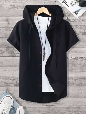 Guys Drawstring Hooded Shirt Without Tee