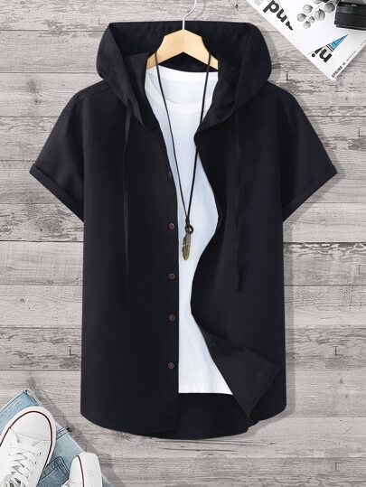 Guys Drawstring Hooded Shirt Without Tee