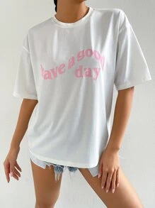 SHEIN Unity Slogan Graphic Drop Shoulder Tee - White - View 4