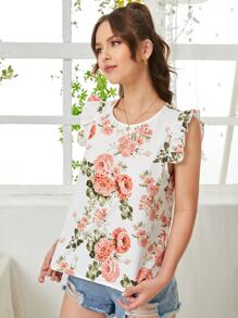 SHEIN VCAY 印花荷葉邊襯衫 - 彩色 - 查看 3