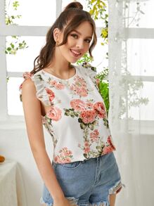 SHEIN VCAY 印花荷葉邊襯衫 - 彩色 - 查看 4