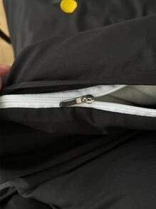Bộ bìa duvet thêu chanh không có chất làm đầy - màu đen - Xem 5