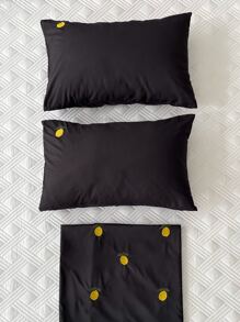 Bộ bìa duvet thêu chanh không có chất làm đầy - màu đen - Xem 7