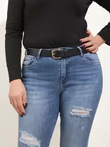 件男女通用金色扣環簡約百搭黑色裝飾時尚腰帶適合日常使用