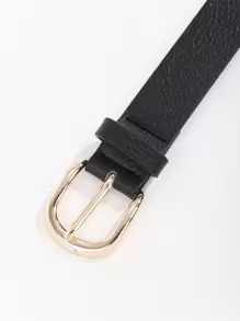 件男女通用金色扣環簡約百搭黑色裝飾時尚腰帶適合日常使用