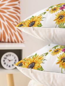 向日葵圖案靠墊套不附帶墊芯 - 彩色 - 查看 2
