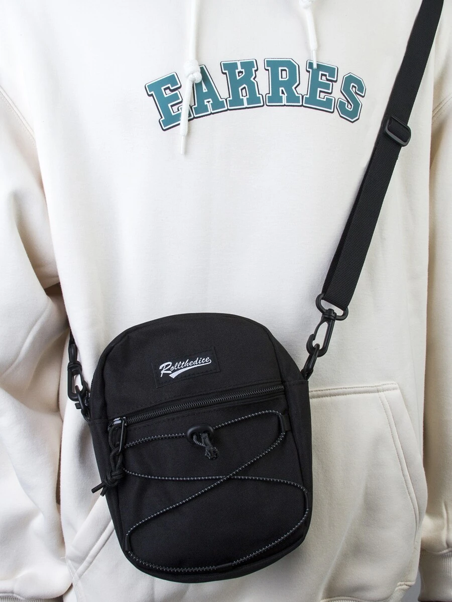 rollthedice Túi đeo vai đa năng thời trang cho học sinh trung học phổ thông Túi đeo vai đa năng cho sinh viên năm nhất Túi thường ngày Túi đeo vai nam mini có dây rút họa tiết chữ vá trang trí Túi vuông, Túi xách tay Túi đi học Túi tote Túi quà tặng Túi đen Túi đeo chéo cắm trại Túi du lịch mùa hè Túi đi nghỉ hè Túi đựng đồ dùng học tập mùa xuân Túi đựng điện thoại thiết yếu - màu đen - Xem 1