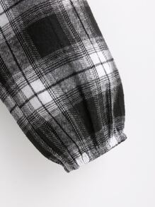 SHEIN Unity Plaid O-ring Zipper Cold Shoulder Blouse - Multicolor - View 3