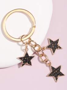 Llavero con diseño de letra con diseño de estrella - Negro - Ver 1
