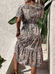 SHEIN Unity Đầm Viên lá sen Trọn gói Paisley Boho - Nhiều màu - Xem 2
