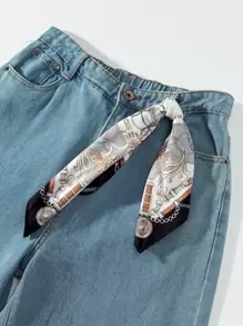 1件装女士链条印花方巾/头带，沙滩/度假配饰发带头巾发箍吸汗带，适合上学、大学、秋冬季节，女士度假装扮必备，柔软头巾 - 彩色 - 查看 6