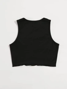 SHEIN Unity Letter Graphic Tank Top - Black - View 2