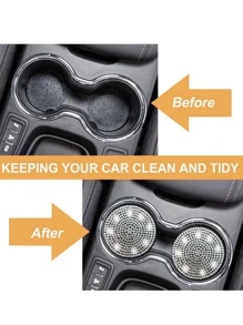 1入組水鑽裝飾汽車杯墊 - 白色 - 查看 4