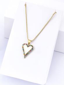 Dây chuyền Khối Zirconia  Mặt dây chuyền trái tim - Vàng - Xem 2