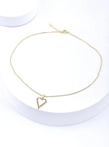 Dây chuyền Khối Zirconia  Mặt dây chuyền trái tim - Vàng - Xem 3