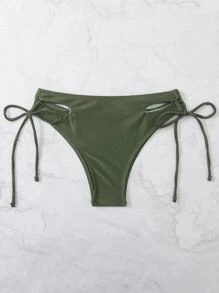 SHEIN Swim Bikini buộc dây bên hông mùa hè - xanh quân đội - Xem 4