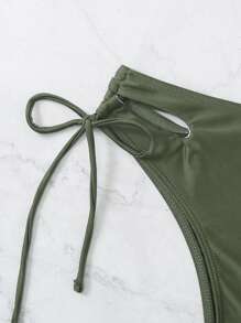 SHEIN Swim Bikini buộc dây bên hông mùa hè - xanh quân đội - Xem 5