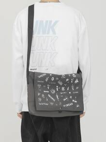 Men Graffiti Messenger Bag - Grey - View 2