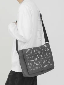 Men Graffiti Messenger Bag - Grey - View 4