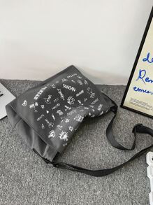 Men Graffiti Messenger Bag - Grey - View 6