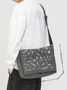 Men Graffiti Messenger Bag - Grey - View 7