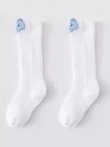 Trang trí voi con trên tất bắp chân - trắng - Xem 1