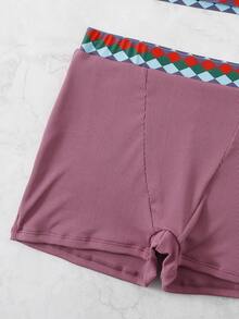 Geometric Tape Rib Halter Bikini Set, For Summer Beach Vacation - Red Violet - View 5