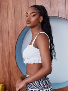 SHEIN Unity Lettuce Trim Crop Cami Top - White - View 3