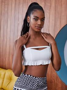 SHEIN Unity Lettuce Trim Crop Cami Top - White - View 4