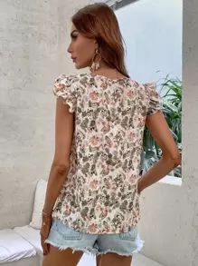 Breezaya Áo sơ mi nữ Xù Hoa Tất cả trên in Boho - Nhiều màu - Xem 2