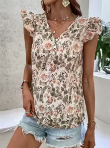 Breezaya Áo sơ mi nữ Xù Hoa Tất cả trên in Boho - Nhiều màu - Xem 6