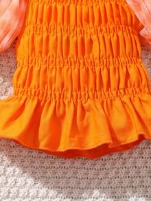 Bộ đồ Em bé Xù Viên lá sen Dải chun Sọc Dễ thương - Nhiều màu - Xem 3