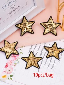10入組亮片星星DIY貼布 - 金色 - 查看 3