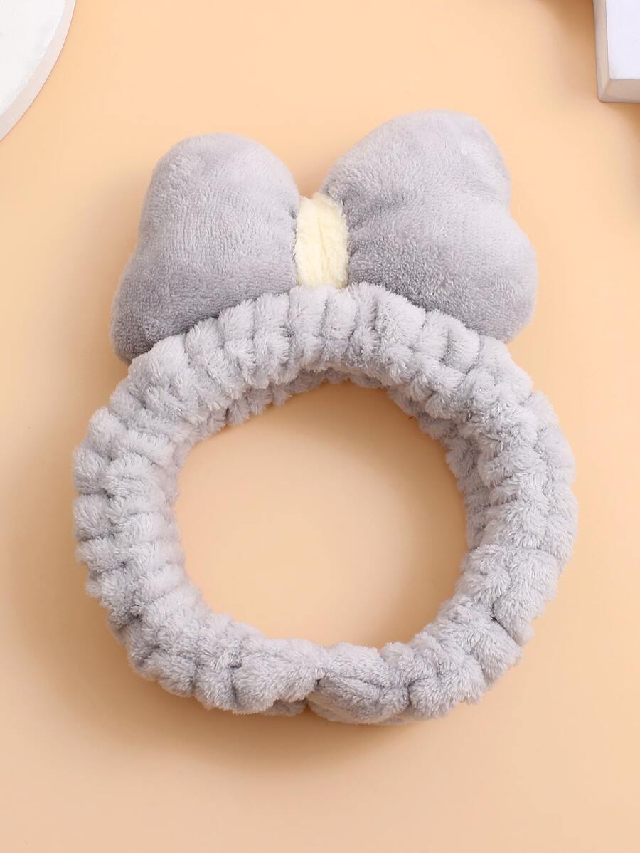 Bow Decor Bath Headband - Grey - View 1