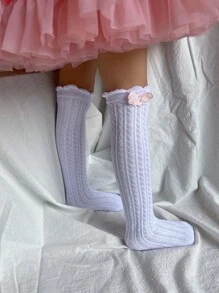 Trang trí cánh cho bé gái mới biết đi trên tất đầu gối - trắng - Xem 2