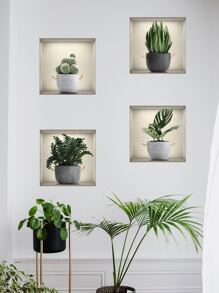 Plant Print Wall Sticker, Modern Self Adhesive Wall Art Decal For Home Decor - Multicolor - View 1