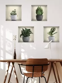 Plant Print Wall Sticker, Modern Self Adhesive Wall Art Decal For Home Decor - Multicolor - View 2