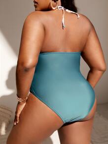 SHEIN Swim Curve Bộ đồ bơi liền thân in hình cây cỡ lớn mùa hè - Nhiều màu - Xem 2