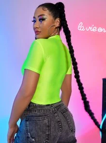 Top corto neón con cremallera - Verde Lima - Ver 2