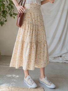 DAZY Falda Con Estampado Floral Ditsy Y Dobladillo Con Volantes