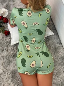 Mono de dormir con estampado de fruta con botón