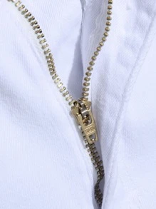 Manfinity Homme Jeans cargo blancos largos, ajustados y desgastados de algodón para hombres, regalos para esposo o novio, jeans blancos desgastados, jeans blancos de hip hop, jeans para hombres - Blanco - Ver 6