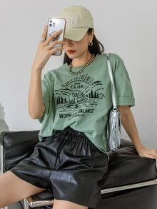DAZY Áo thun nữ Túi Lá thư Giải trí - màu xanh lá - Xem 8