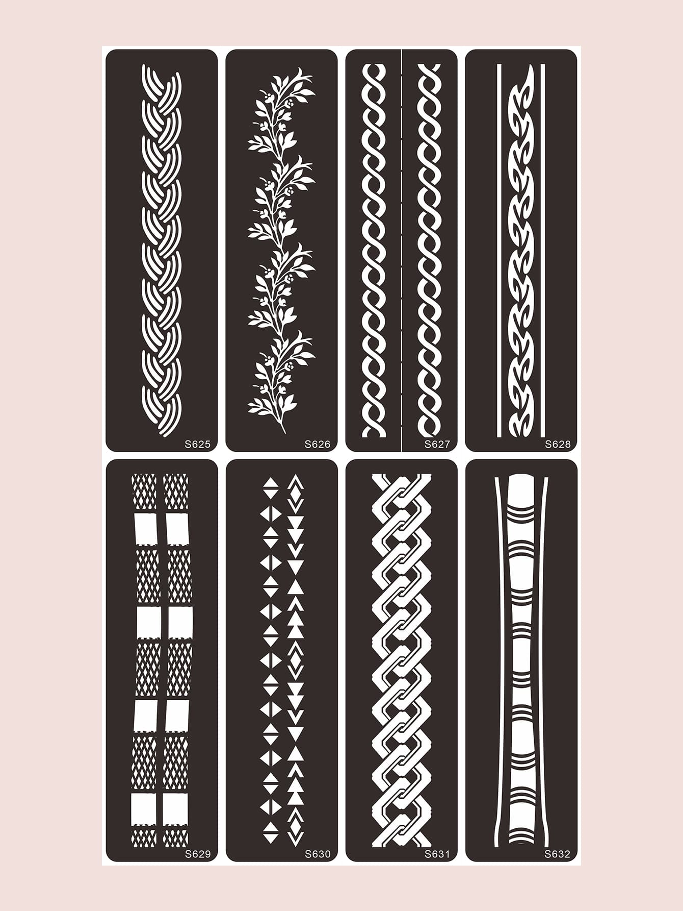 8sheets Geometric Print Tattoo Stencil - Black - View 1