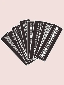 8sheets Geometric Print Tattoo Stencil - Black - View 3