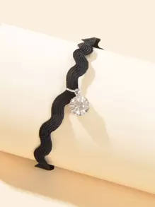 Pulsera tobillera con diseño de diamante de imitación - Negro - Ver 2