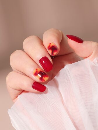 LULAA 30Pcs Marble Pattern Fake Nail & 1Sheet Tape & 1Pc Nail File Press On Nails Nail Supplies Nails